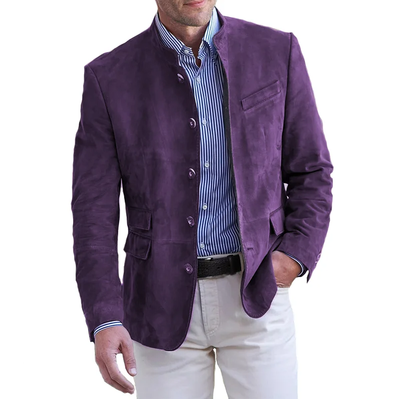 Roam - men's classic leather jacket with button closure