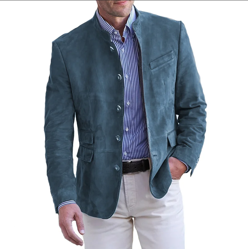 Roam - men's classic leather jacket with button closure