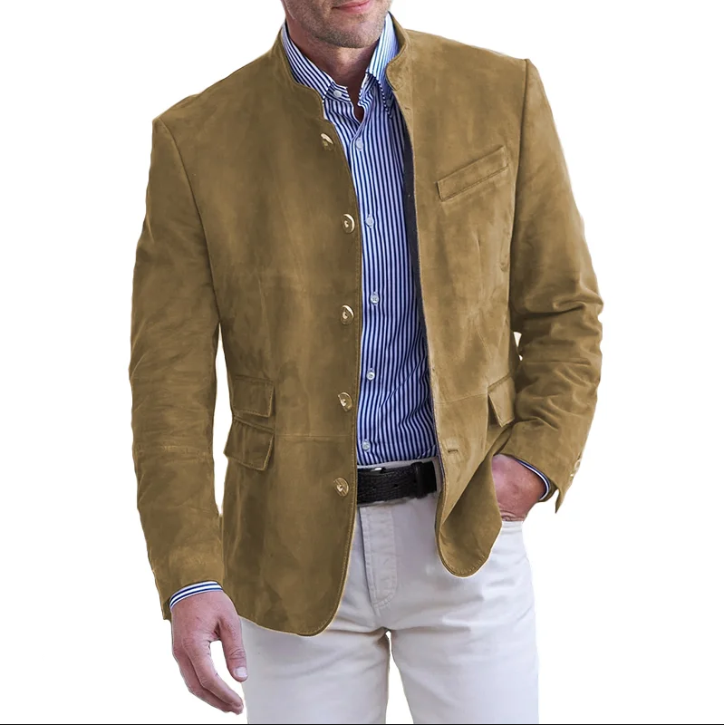 Roam - men's classic leather jacket with button closure