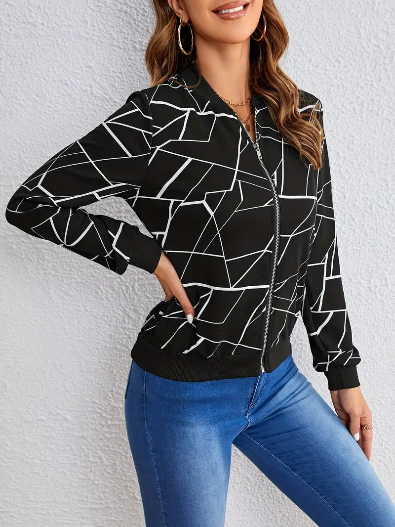 Nahomy – long sleeve jacket with geo print and zip