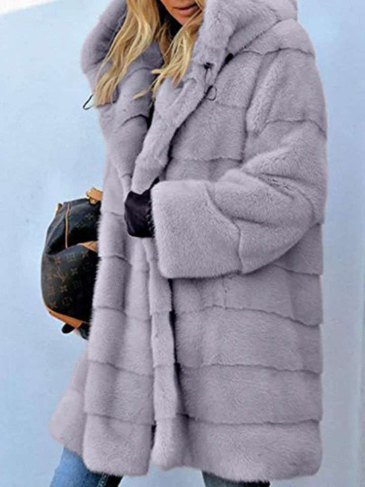 Jacket with hood in faux fur Parka with open front