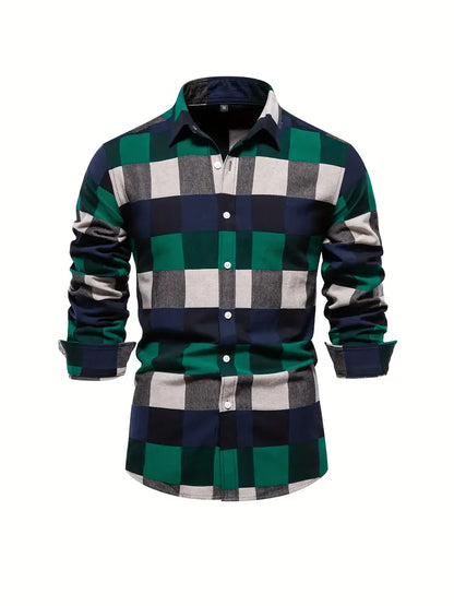 John color block long sleeve button down shirt for men