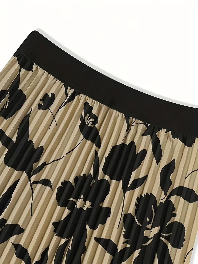 Elkise - floral print pleated skrik for spring