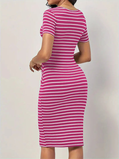 Madison - short sleeve dress with stripe print