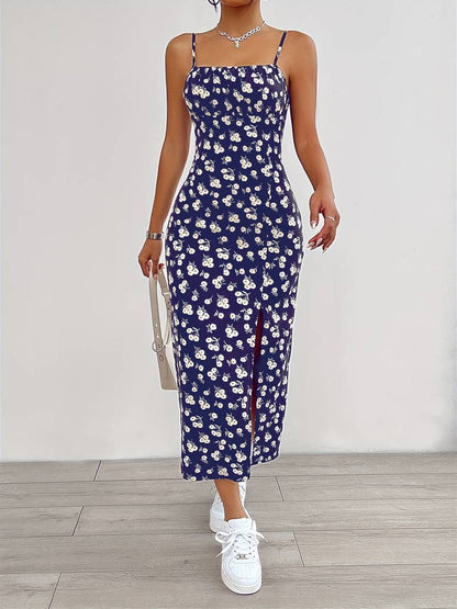 Grace - floral print cami dress with split hem