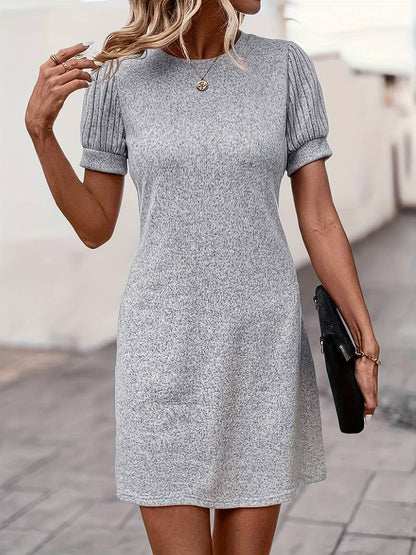 Isabella - crew neck ribbed casual short sleeve dress