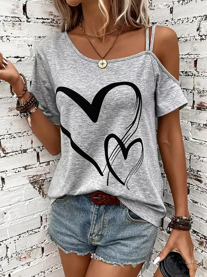 Jessamine – short sleeve top with heart print