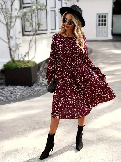 Sophia – all-over print long-sleeved dress for spring and autumn