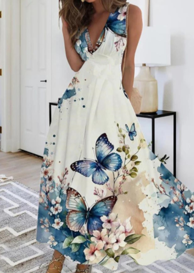 Danielle sleeveless maxi dress with romantic floral print