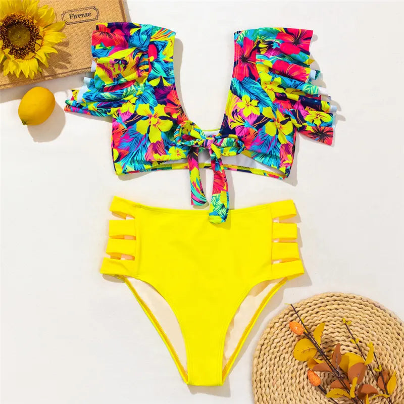 Mia Floral Ruffle Bikini Set