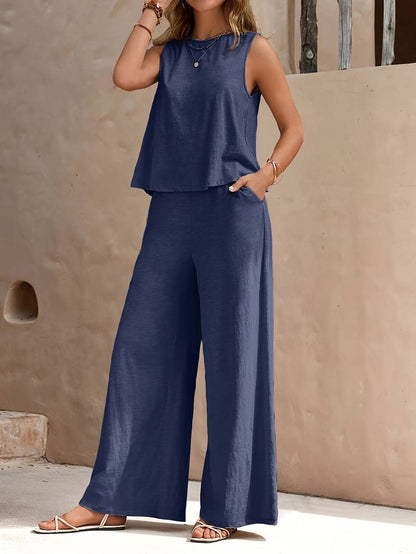 Olivia – elegant sleeveless tank top and wide-leg pants set