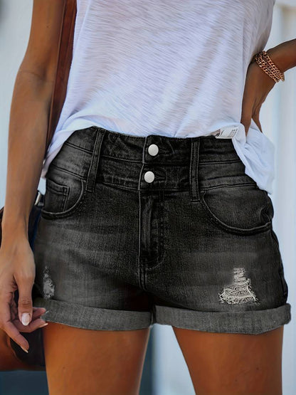 Natalie – spring/summer ribbed denim shorts