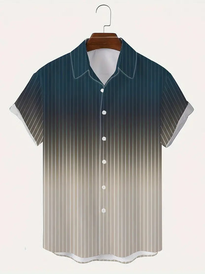 Christopher men's short sleeve gradient striped button down shirt for spring/summer