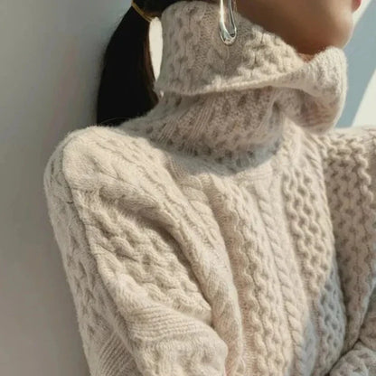 Sweater with turtleneck stitching cashmere Lucia