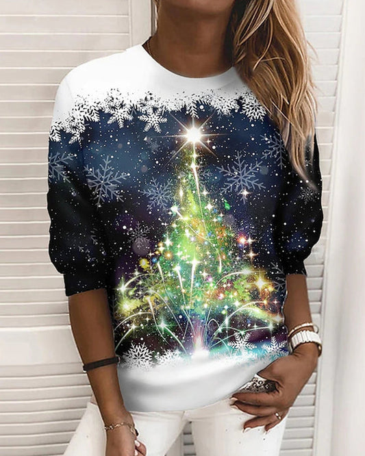 Sweatshirt - with round neck and christmas print