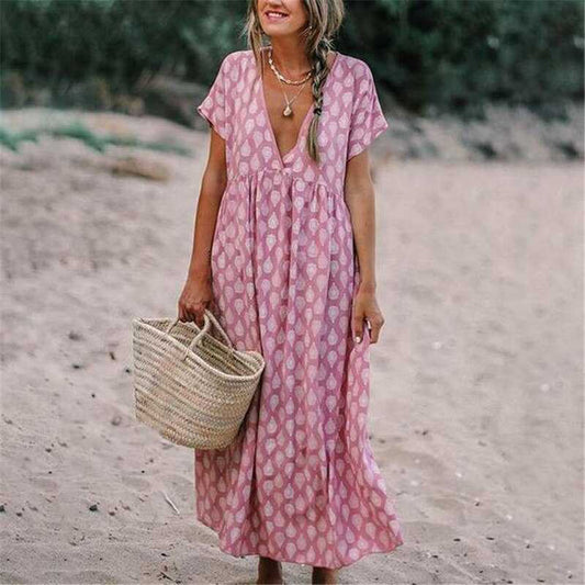 Marion - bohemian dress with v-neck