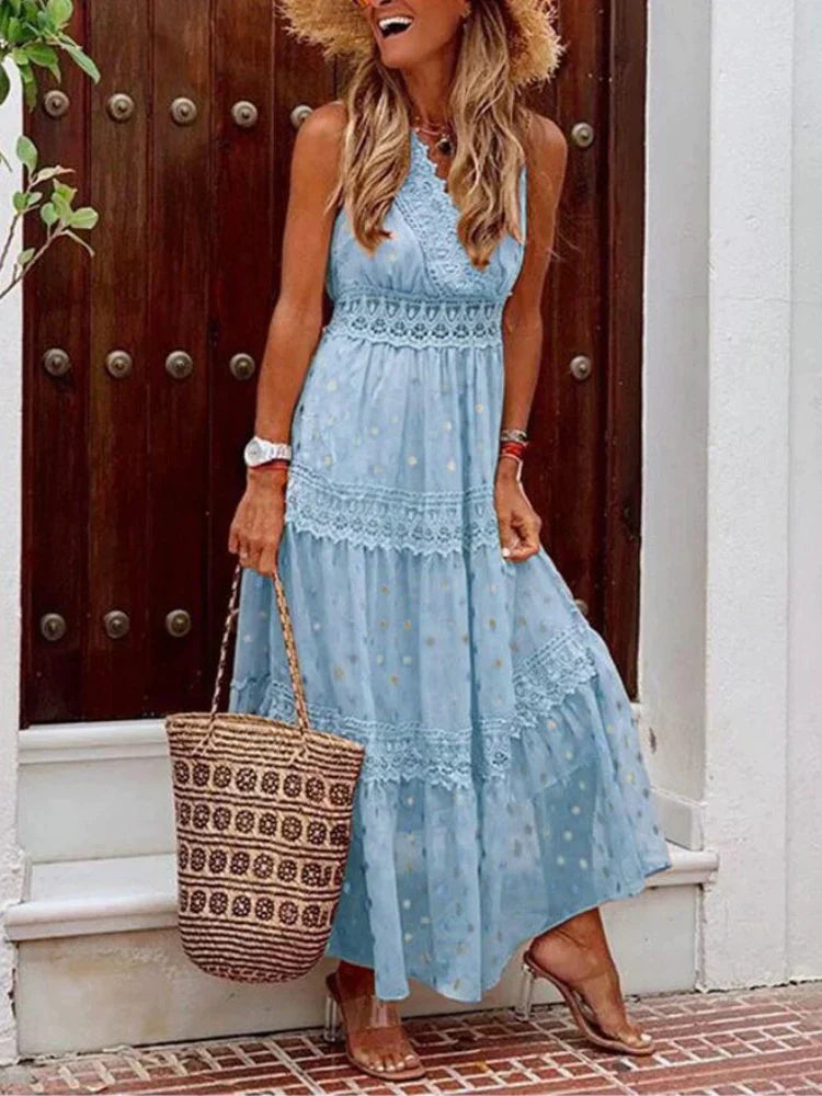 Elegant long dress with lace - Percey