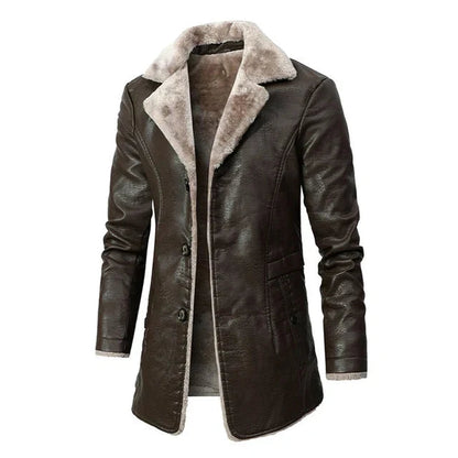 Ikar - thick warm long leather coat for men