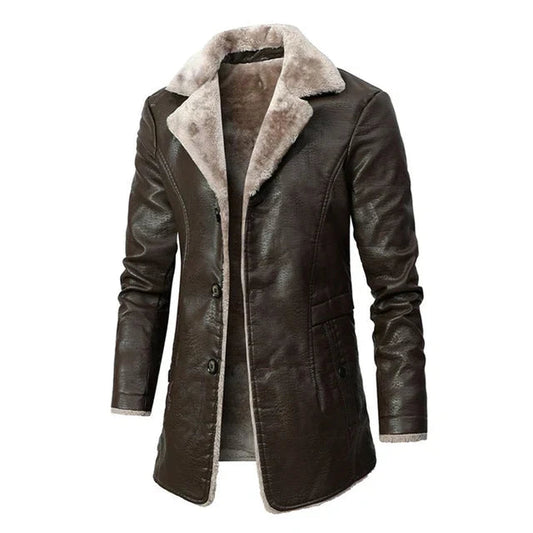 Ikar - thick warm long leather coat for men