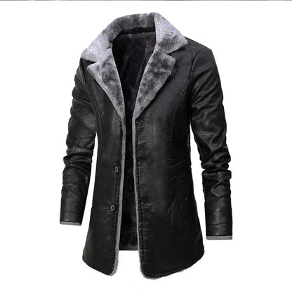 Ikar - thick warm long leather coat for men