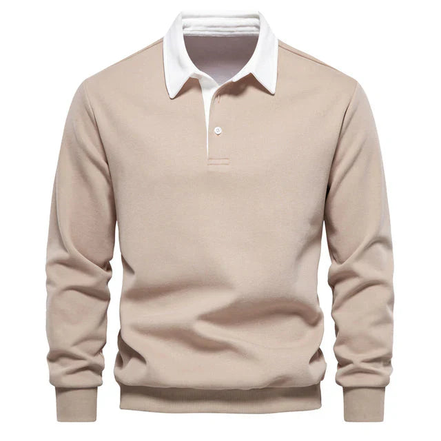 Elegant men's long-sleeved polo shirt with classic collar