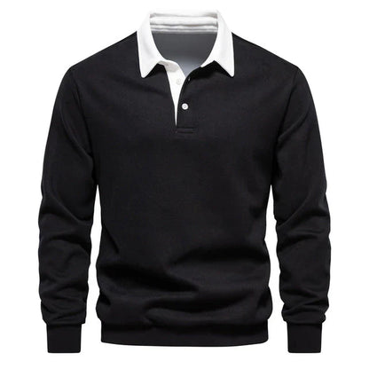 Elegant men's long-sleeved polo shirt with classic collar