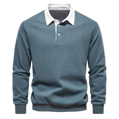 Elegant men's long-sleeved polo shirt with classic collar