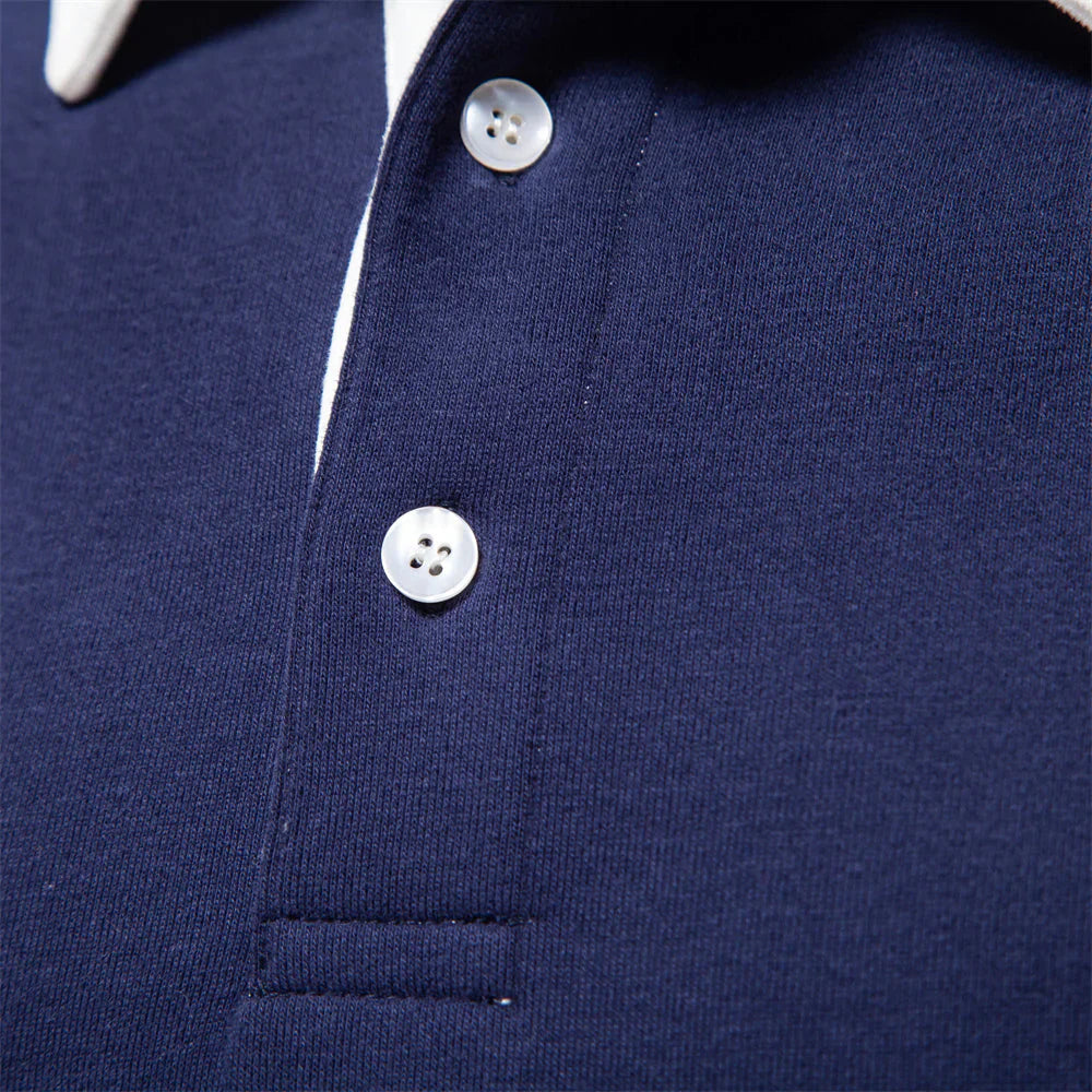 Elegant men's long-sleeved polo shirt with classic collar