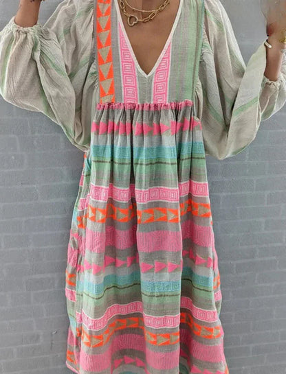 Luisa – colorful maxi dress with geometric pattern