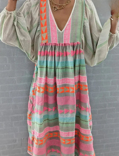 Luisa - colorful maxi dress geo pattern