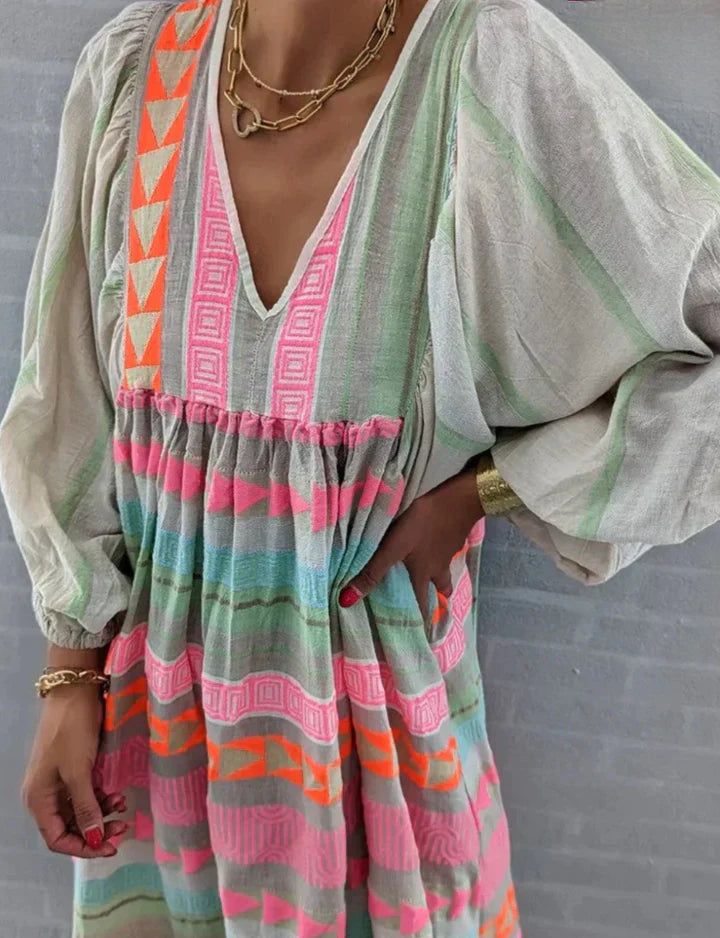 Luisa - colorful maxi dress geo pattern