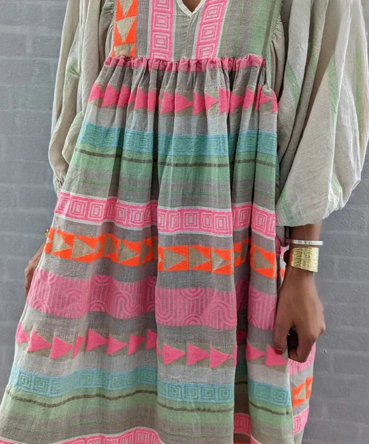 Luisa - colorful maxi dress geo pattern