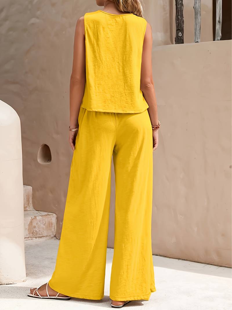 Olivia – elegant sleeveless tank top and wide-leg pants set