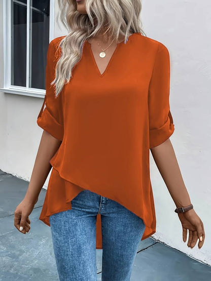 Madison – elegant, loose cross-top with half sleeves for spring and autumn