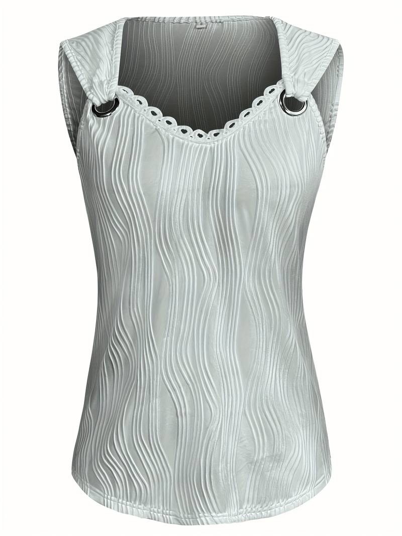 Penelope - textured lace trim tank top for summer