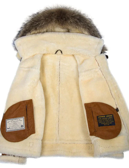 Meti - sheepskin jacket with fur hood