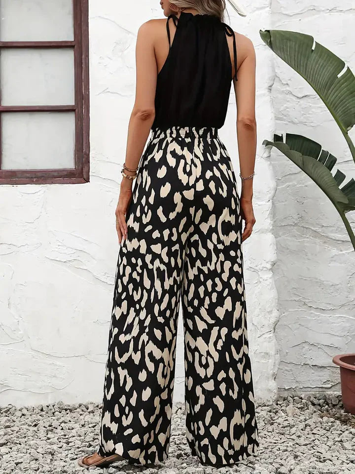 Ledi - leopard print wide leg jumpsuit