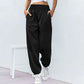 Casual women's sports pants with wide legs and drawstring