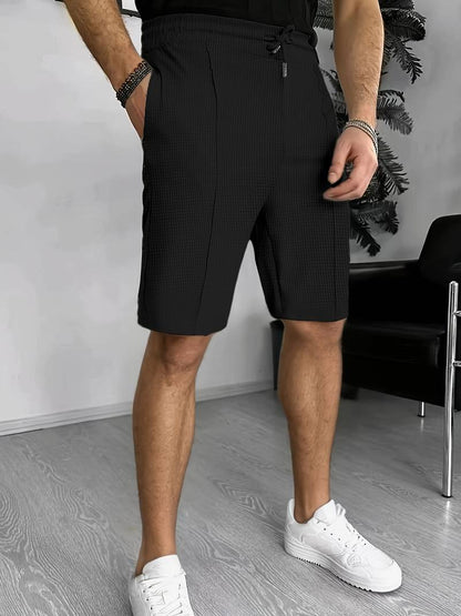 Samuel waffle knit drawstring shorts with two front pockets