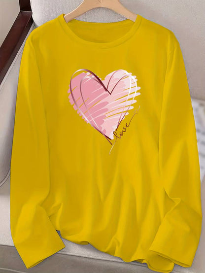 Emma long sleeve t-shirt with heart and love print and crew neck