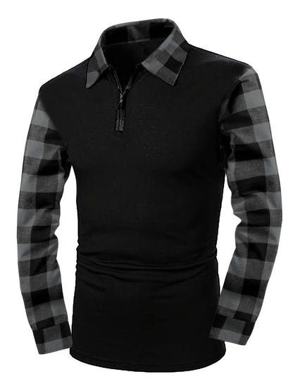 James long sleeve check flannel polo shirt