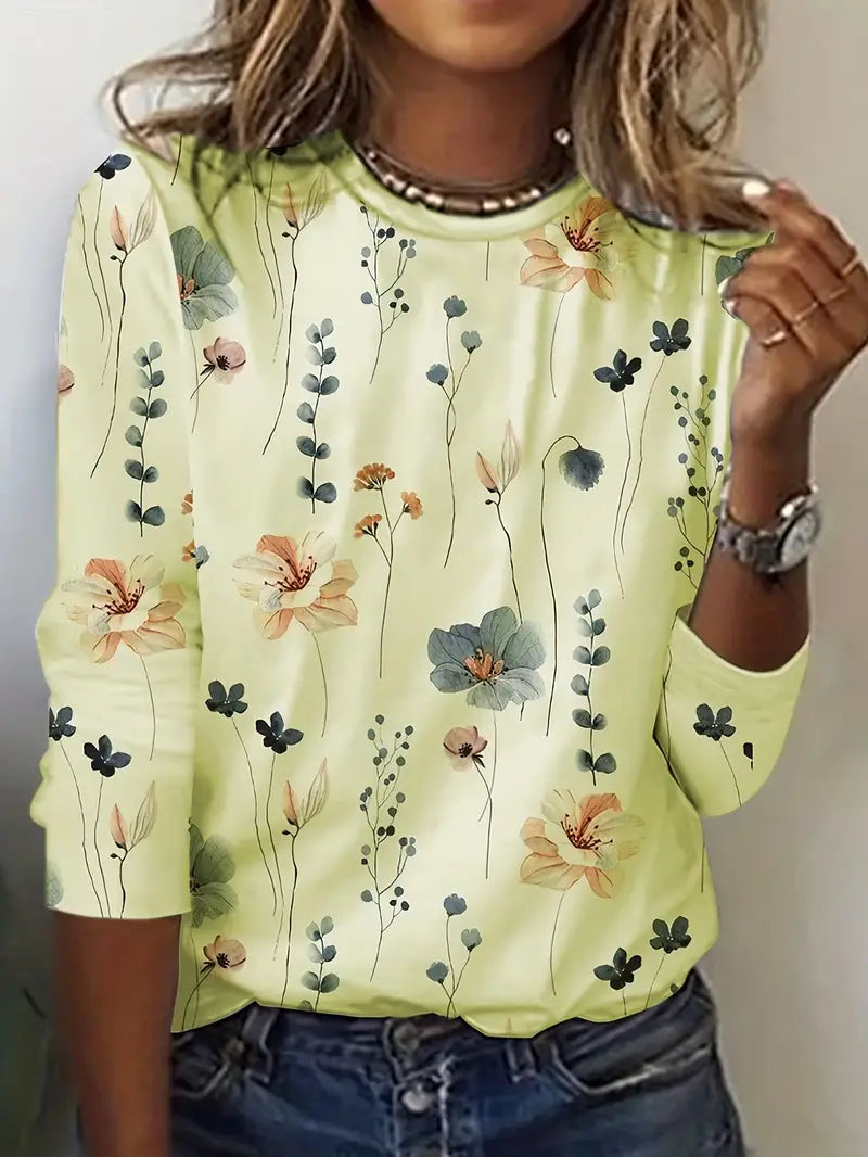 Victoria - floral print crew neck t-shirt for spring