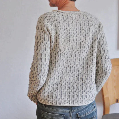 Olyvia - elegant gray sweater with boat neckline