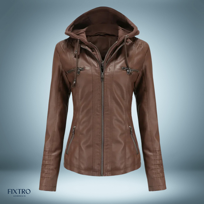 Leather - hooded jacket