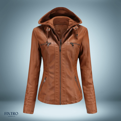 Leather - hooded jacket