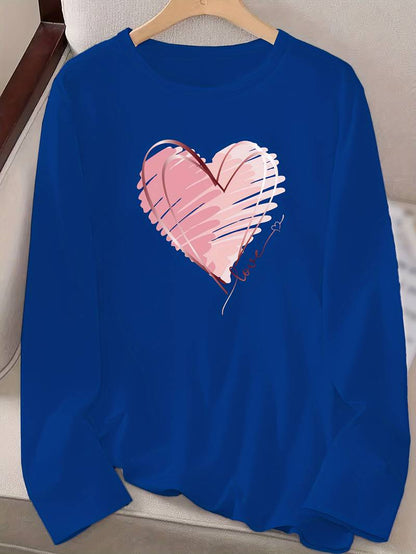 Emma long sleeve t-shirt with heart and love print and crew neck