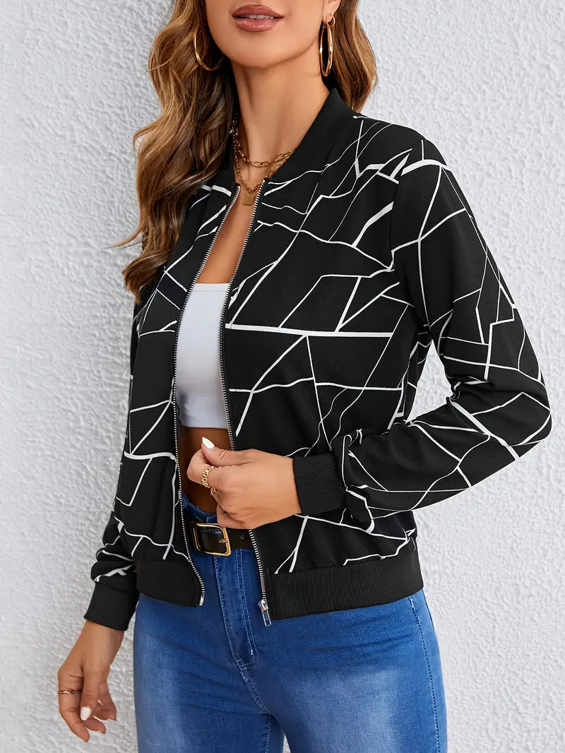 Nahomy – long sleeve jacket with geo print and zip