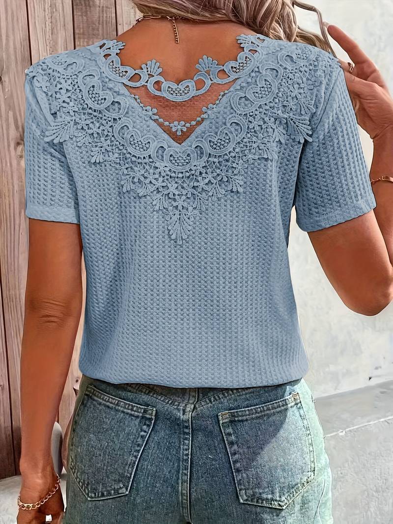 Rowena - contrast lace crew neck t-shirt