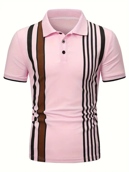 Michael t-shirt with retro vertical stripe pattern