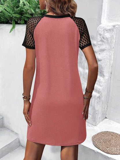 Elizabeth - contrast lace v-neck dress for spring & summer